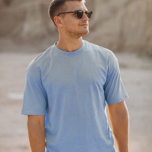 cream tshirt blue